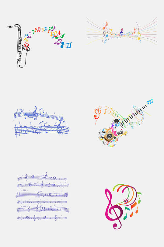 时尚创意优美五线谱音符音乐免抠元素