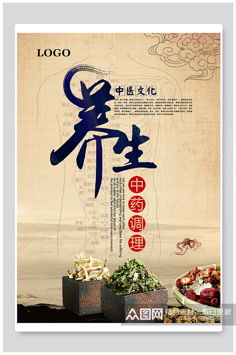 中式中医文化养生海报素材