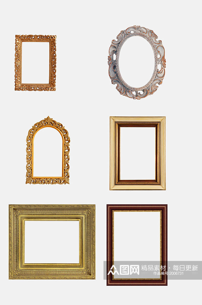 简约精致木质金色欧式复古相框免抠元素素材