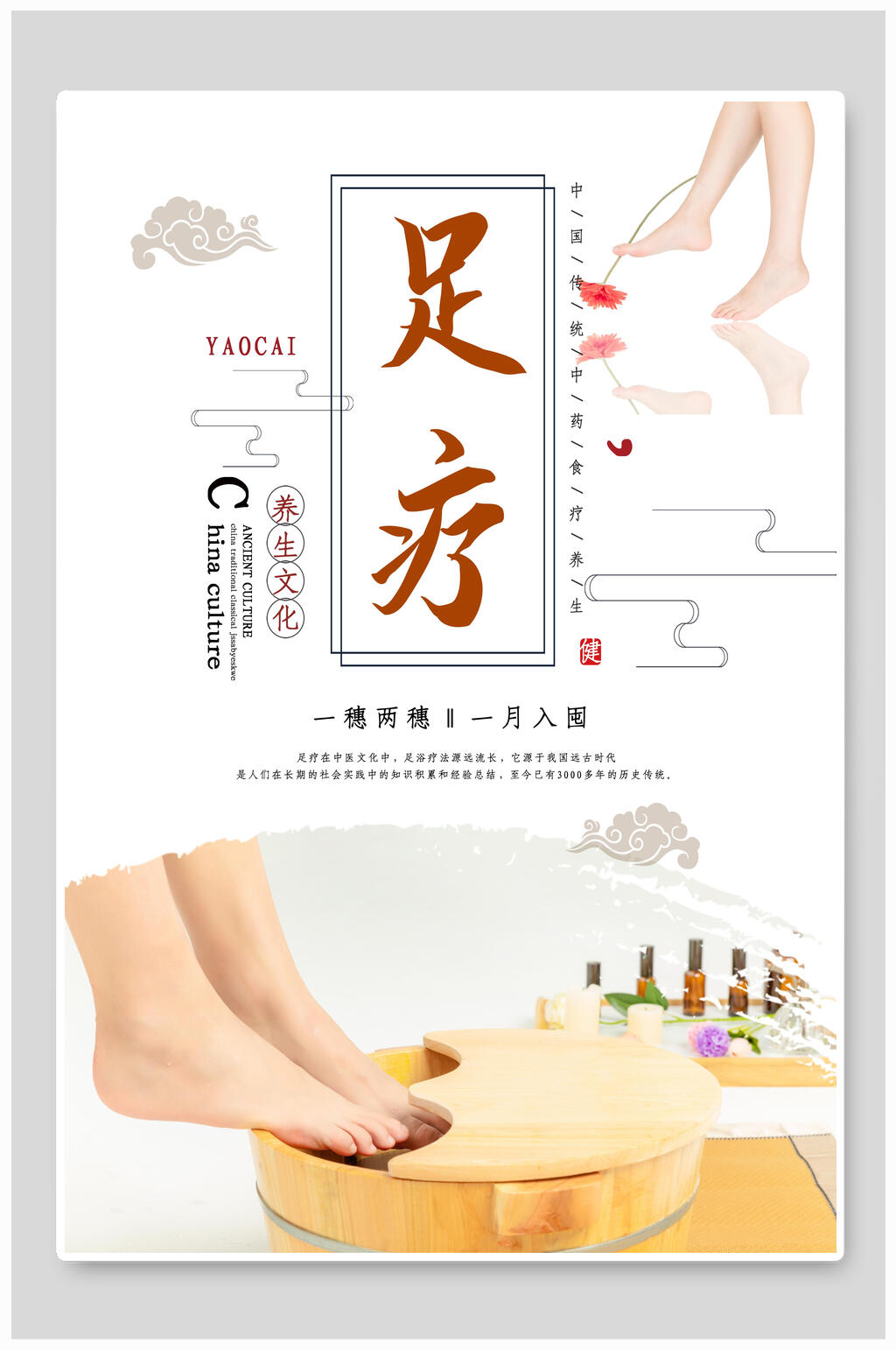 足疗中医养生海报 展板素材