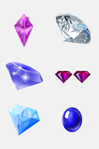 紫红色蓝色钻石珠宝免抠元素