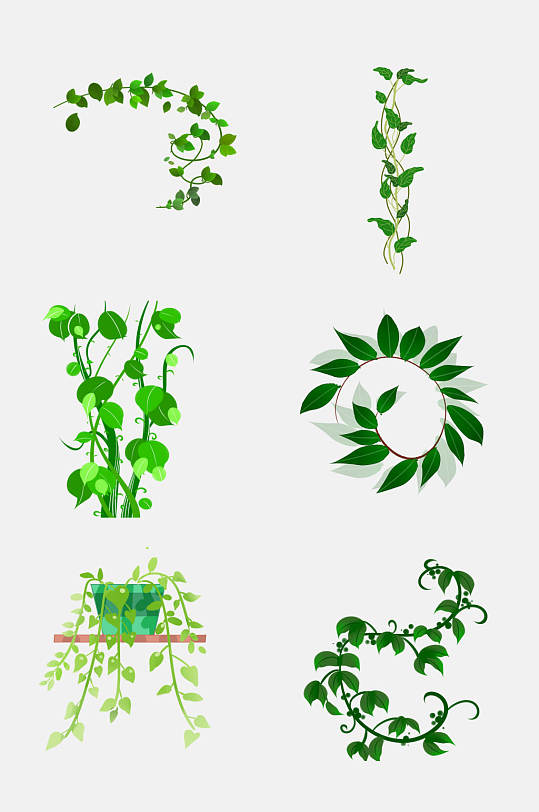绿色植物藤条花藤青藤春季免抠元素