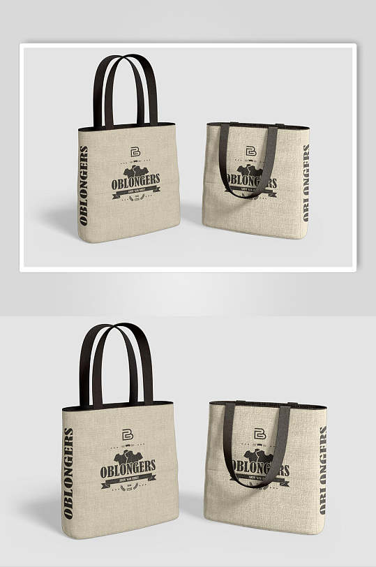 简约绚丽浅黄色帆布袋样机