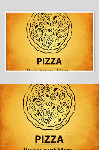 大气手绘披萨设计素材