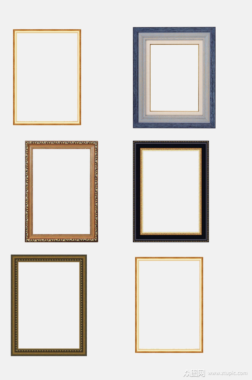 极简金色欧式复古相框边框免抠元素素材