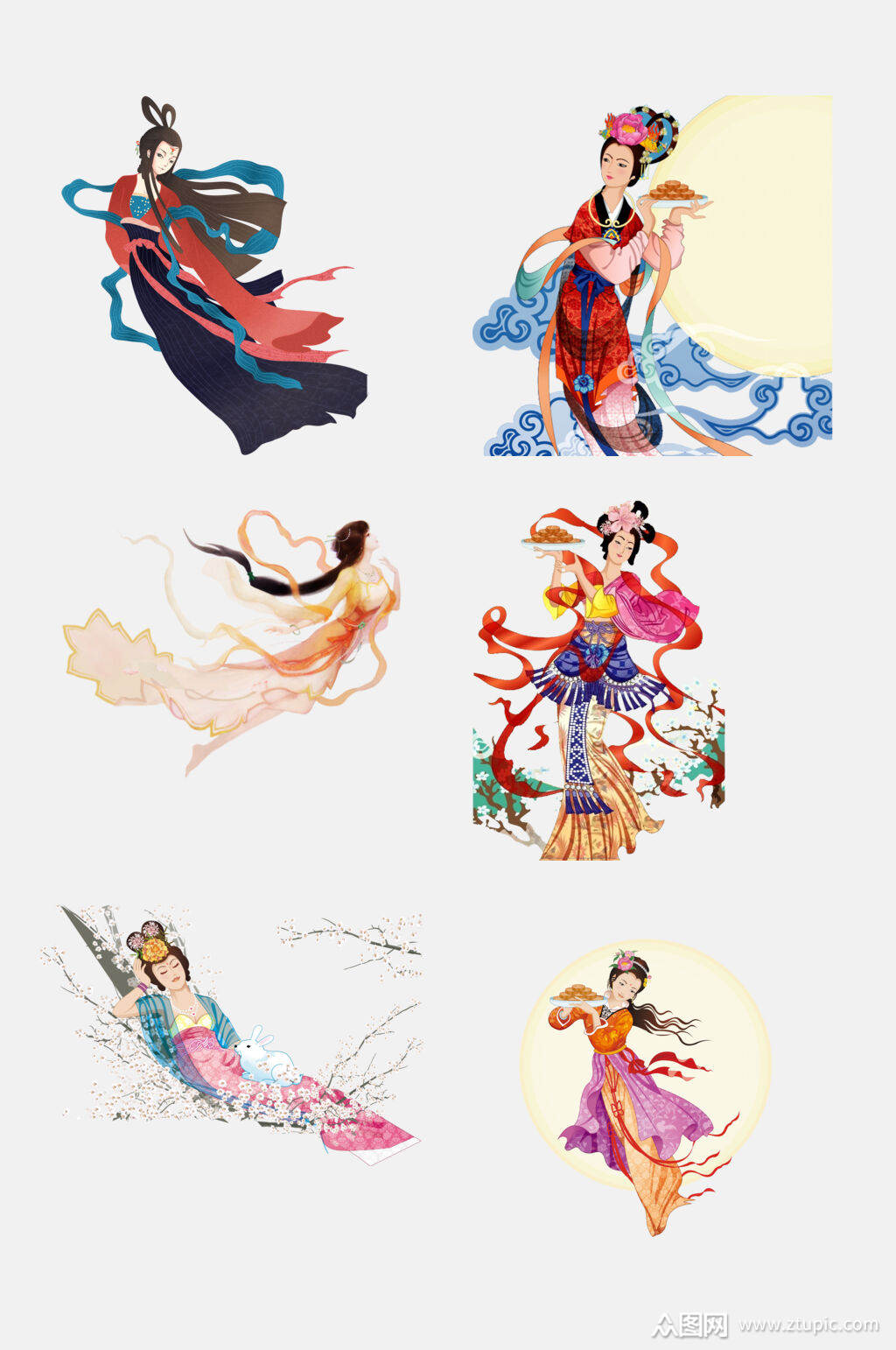 古风嫦娥中秋节免抠元素素材