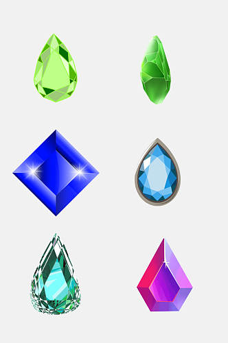 绿色蓝色粉红色钻石珠宝免抠元素