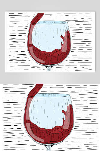 手绘红酒饮品设计素材