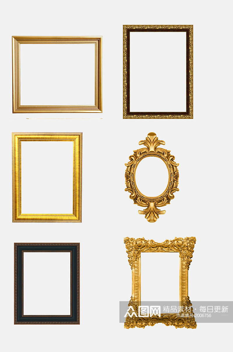 精美高端金色欧式复古相框免抠元素素材