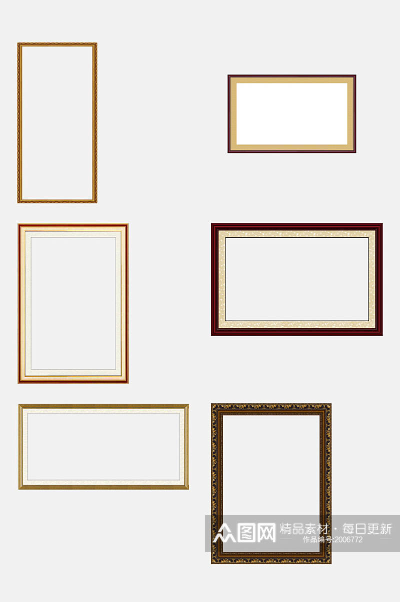 素雅金色欧式复古相框相册免抠元素素材