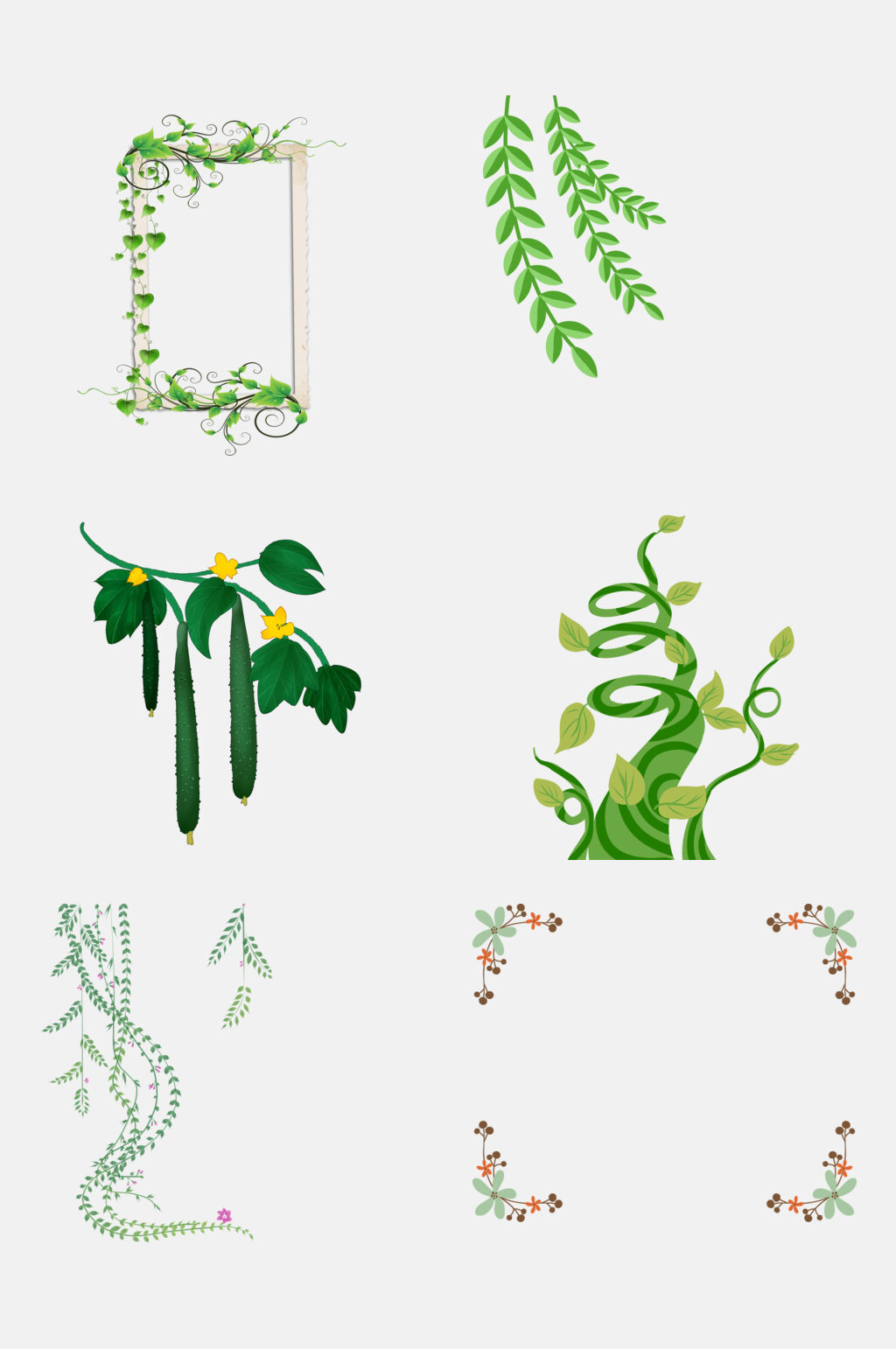 綠色創(chuàng)意植物藤條花藤青藤春季免摳元素素材