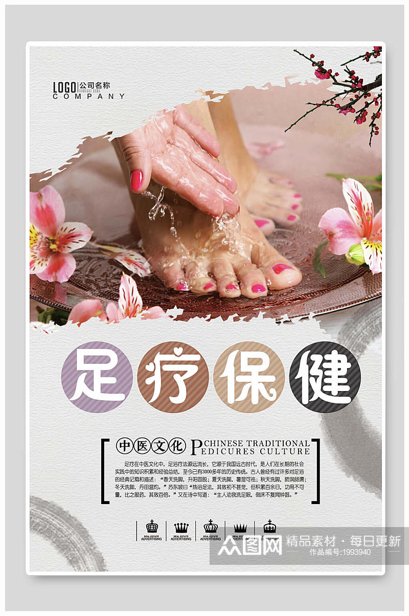 中医文化足疗保健养生海报 展板素材