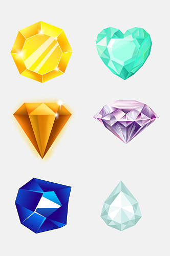 蓝色金色几何钻石珠宝免抠元素