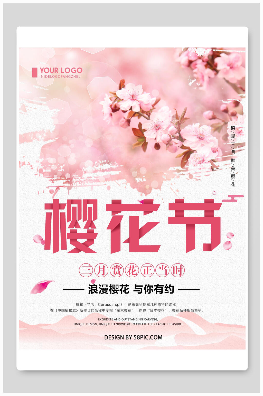 三月赏花正当时樱花节宣传海报素材
