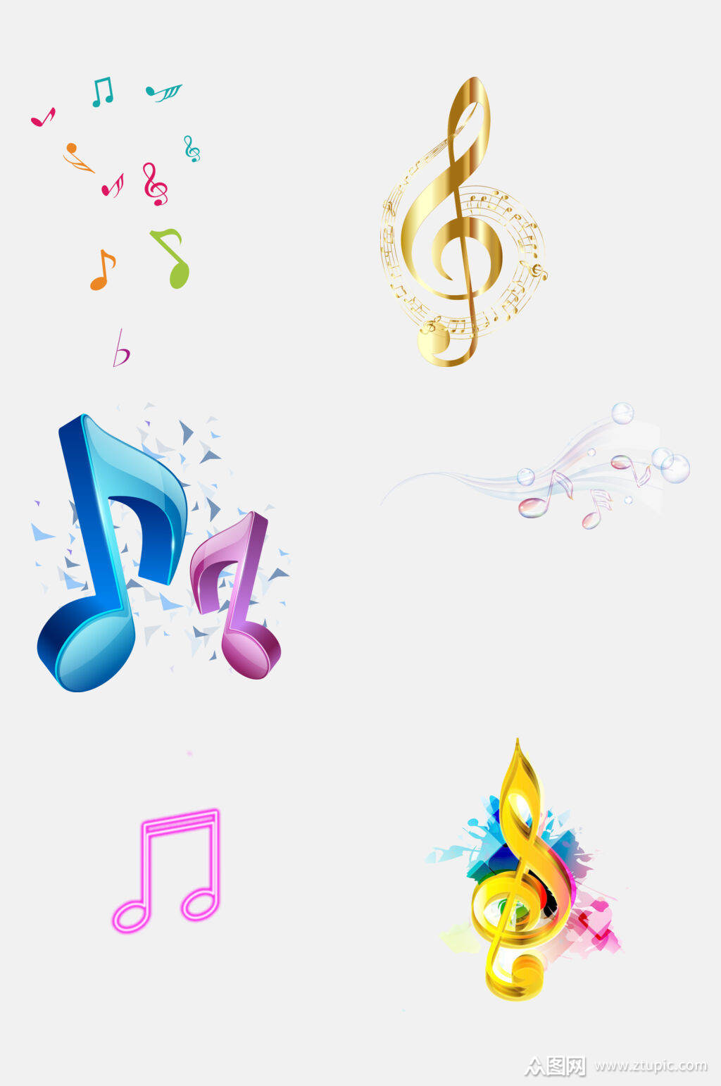 清新五线谱音符音乐免抠元素素材