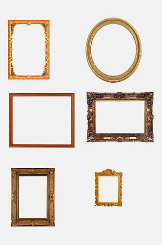 简约古风木质金色欧式复古相框免抠元素