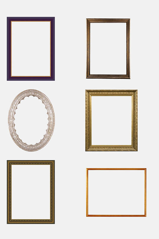 简约高端精美木质金色欧式复古相框免抠元素