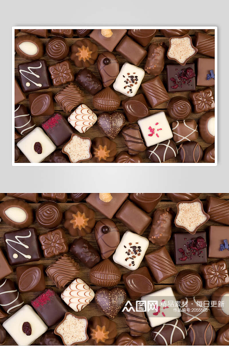 冰淇淋图片两联各类巧克力甜点摄影图素材