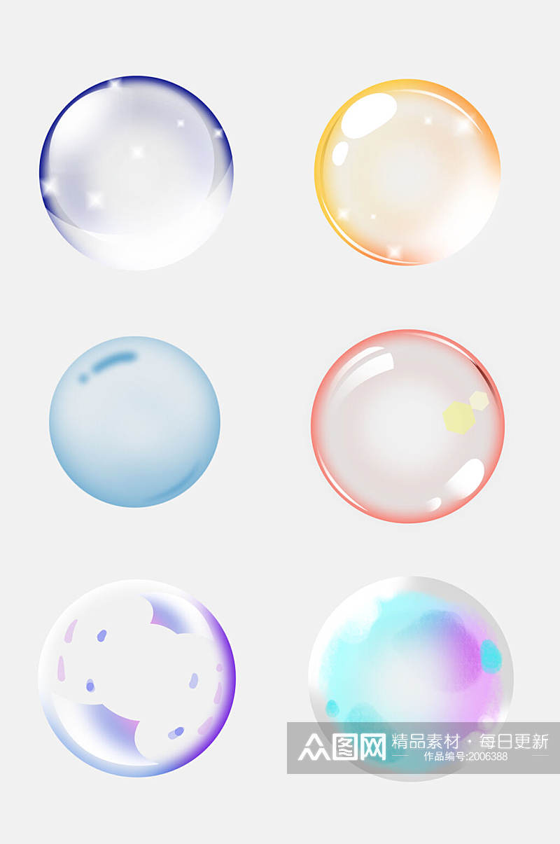 时尚透明气泡水泡设计元素素材