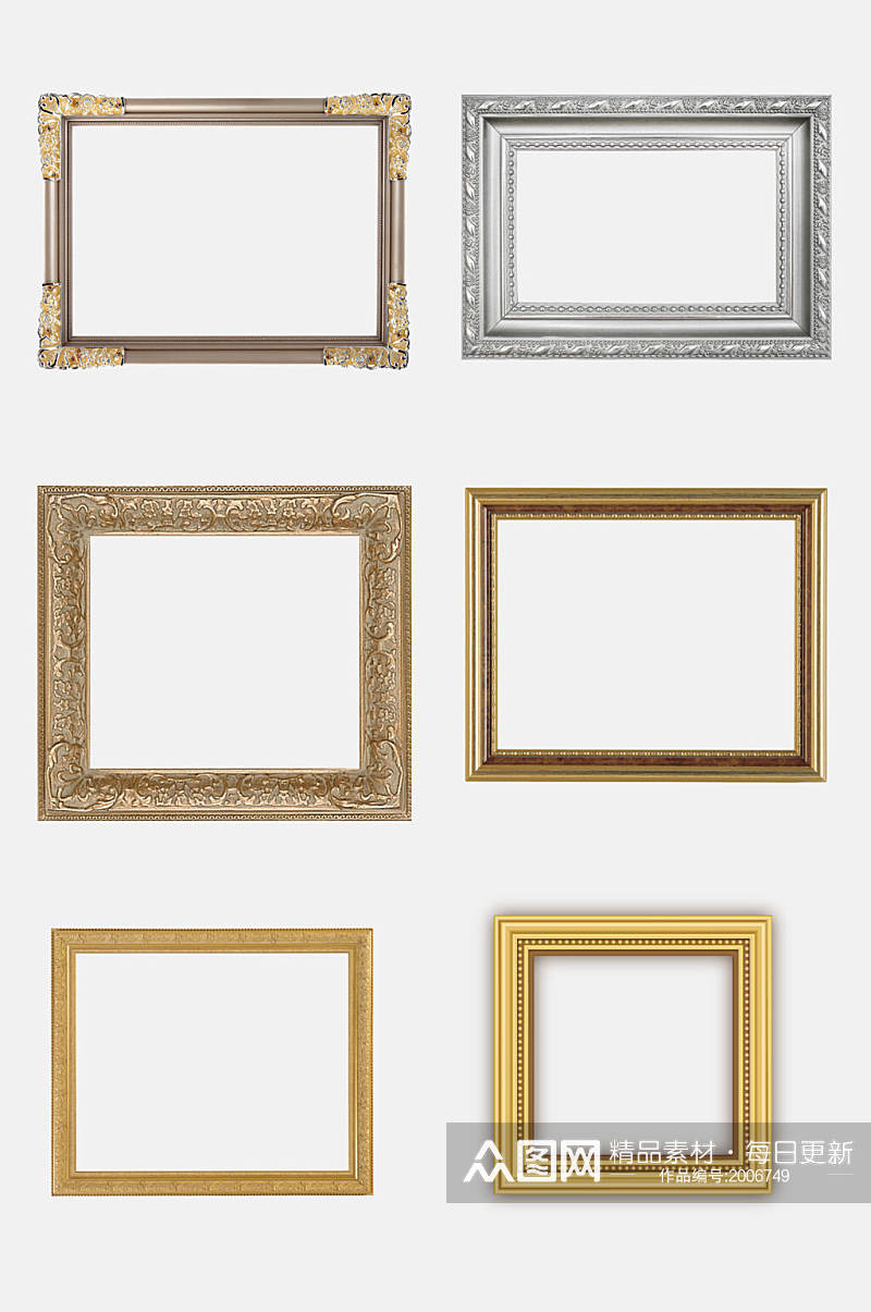 金色欧式复古相框画框免抠元素素材