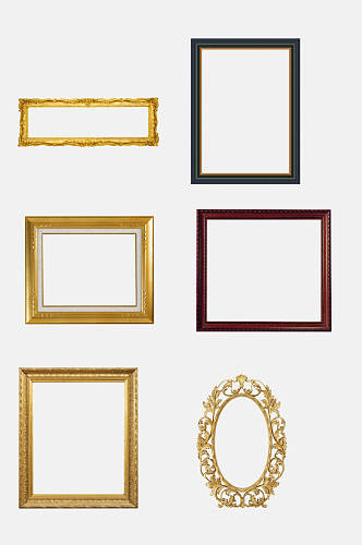 简约金色木质金色欧式复古相框免抠元素