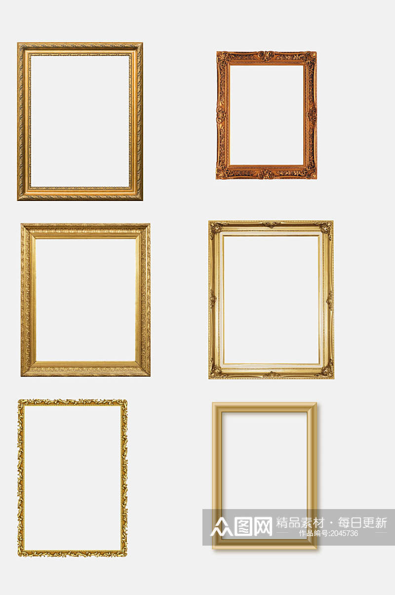 简约古典金色欧式相框免抠元素素材