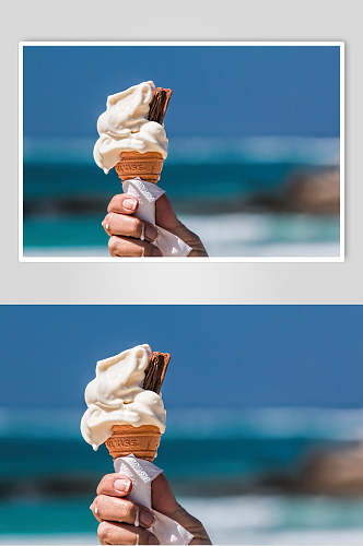 新鲜美味甜筒冰淇淋食品图片