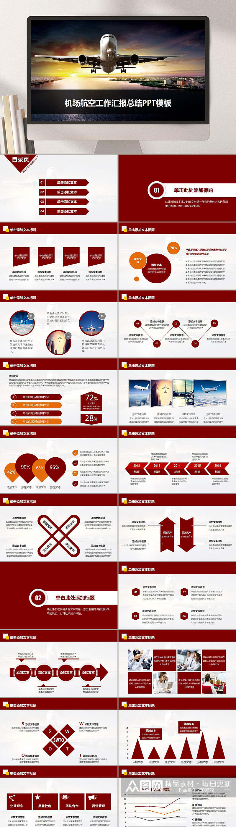 机场航空通用ppt模板素材