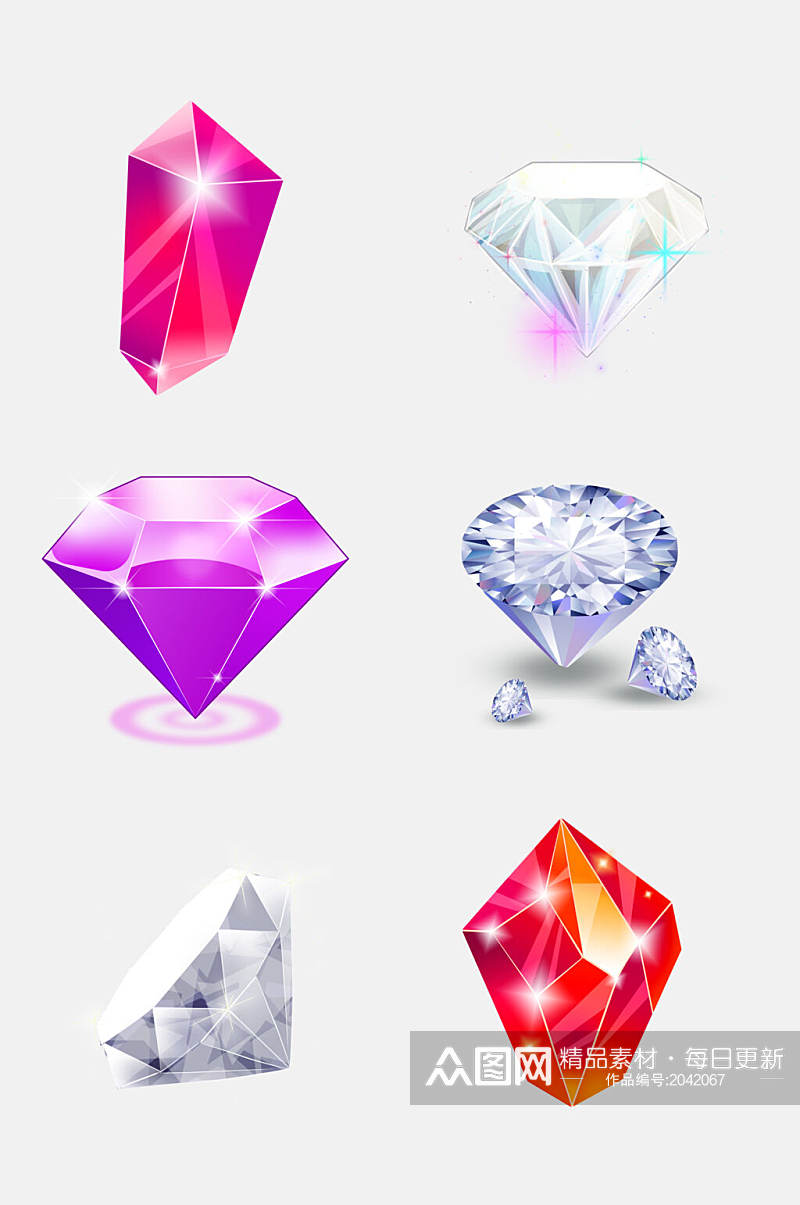 手绘水晶钻石珠宝免抠元素素材