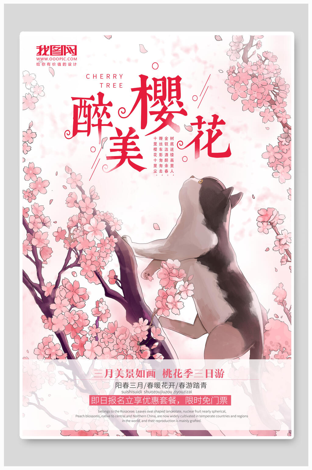 醉美樱花节旅行宣传海报素材