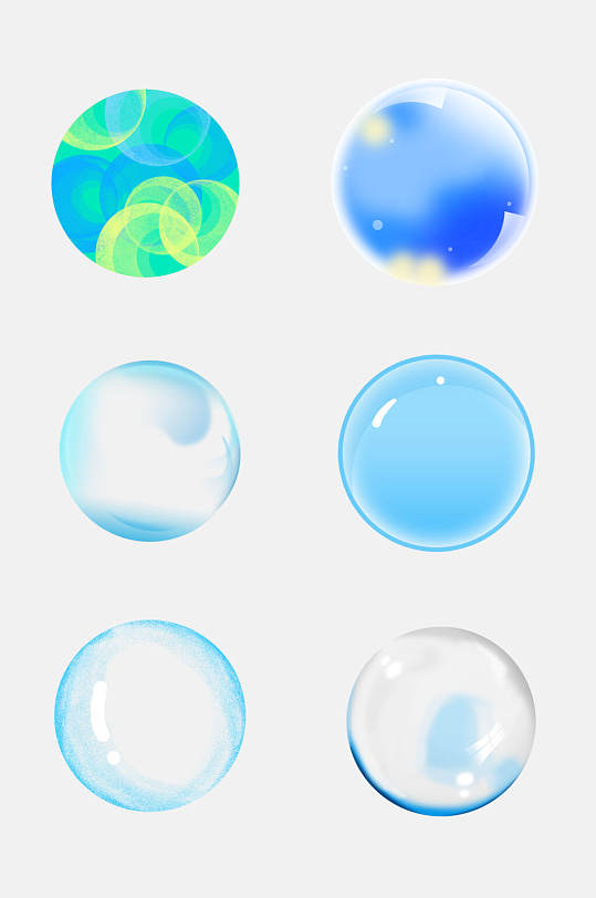 蓝色时尚透明气泡水泡设计元素