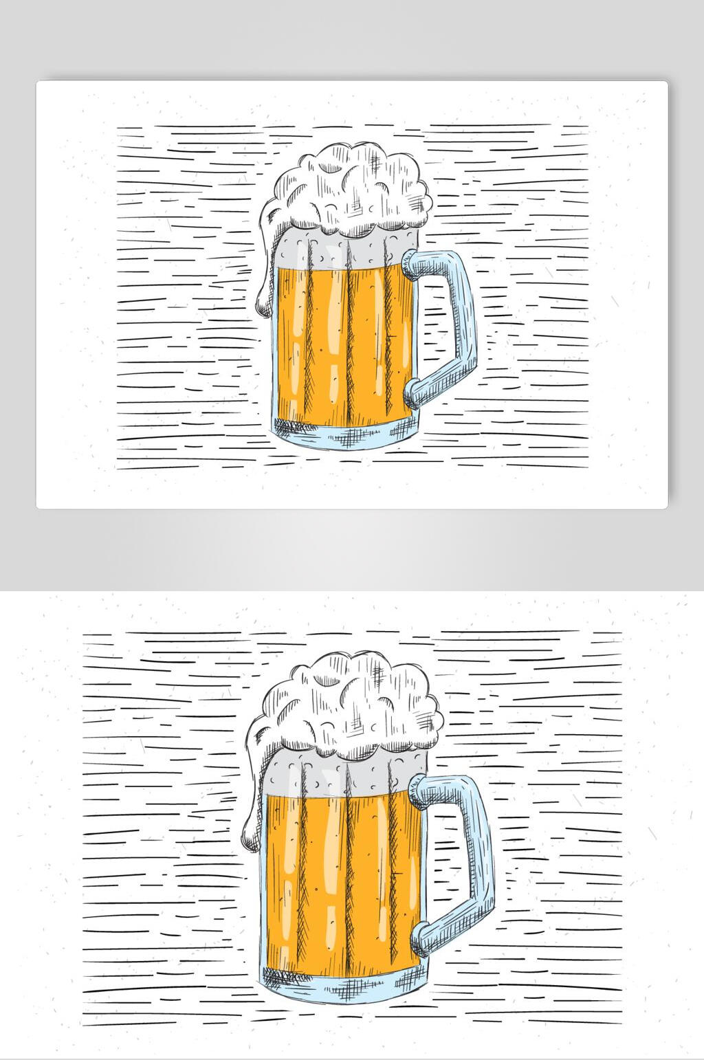 手绘饮品啤酒设计素材