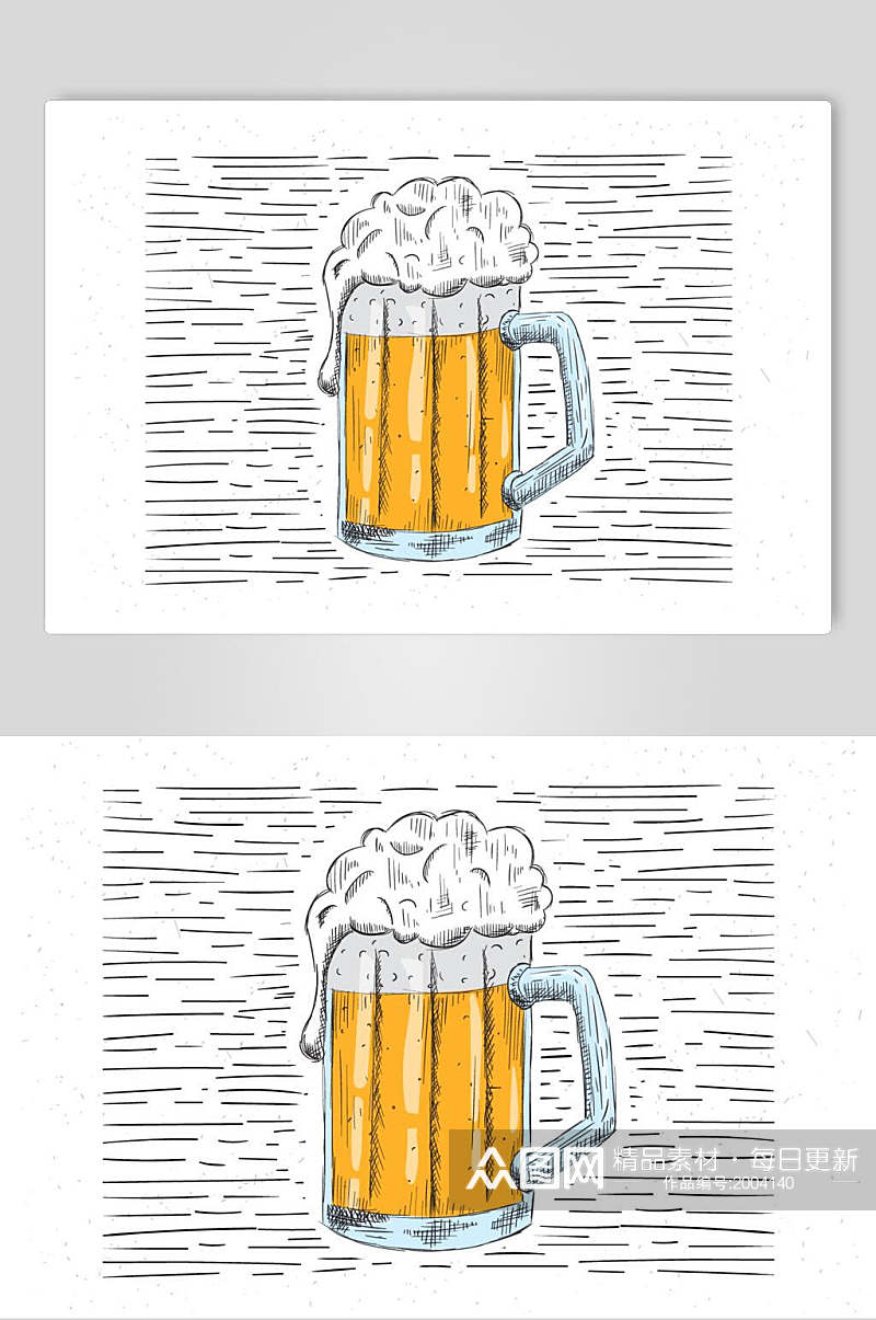 手绘饮品啤酒设计素材素材