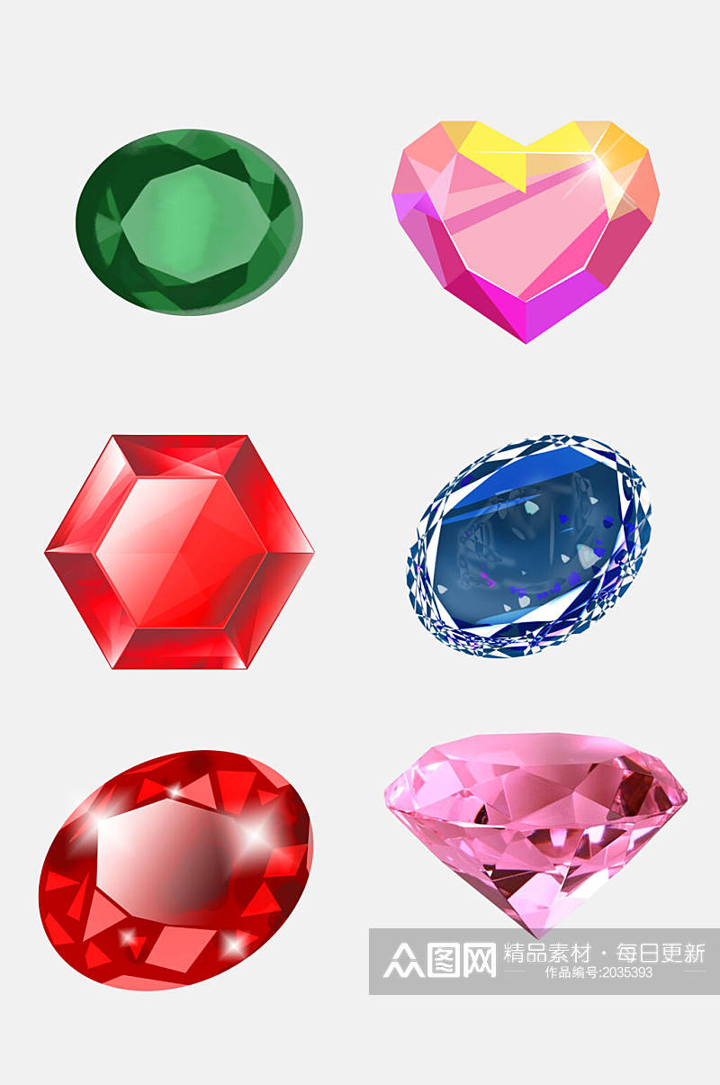 几何形红色大气钻石珠宝免抠元素素材