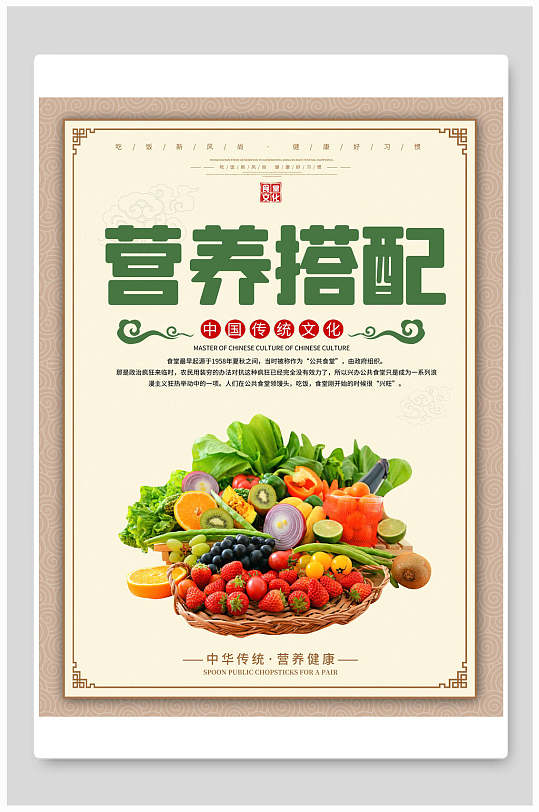 大气简约营养搭配餐饮食堂挂画海报