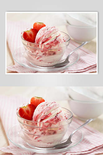 新鲜美味草莓冰淇淋美食图片