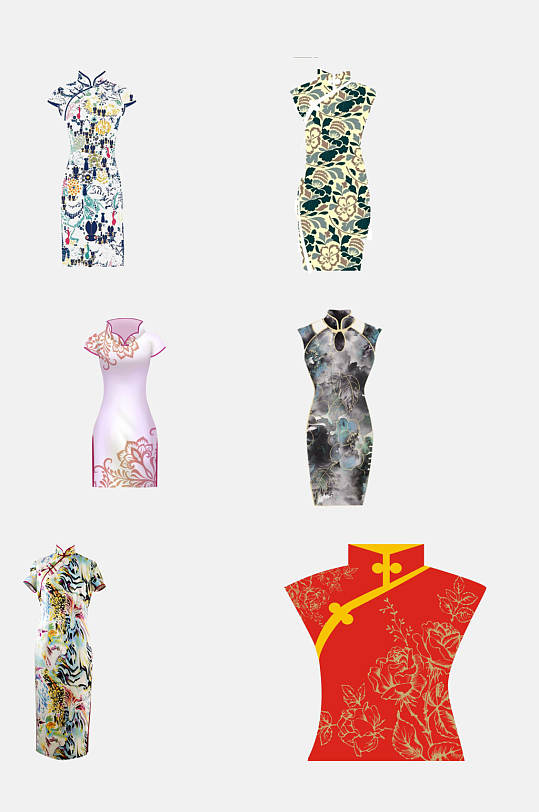 精美古风旗袍服饰免抠元素