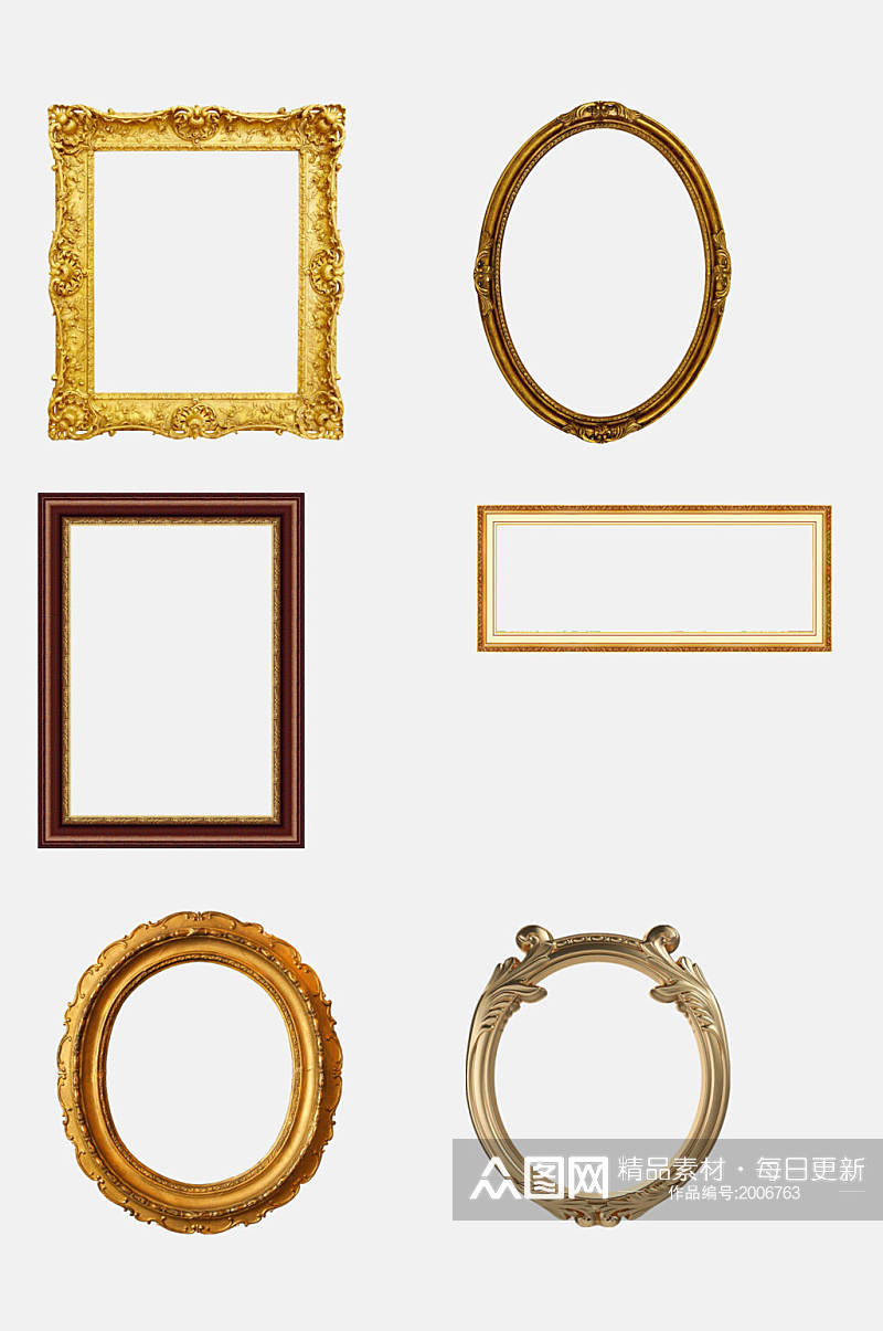 精美金色欧式复古相框画框免抠元素素材