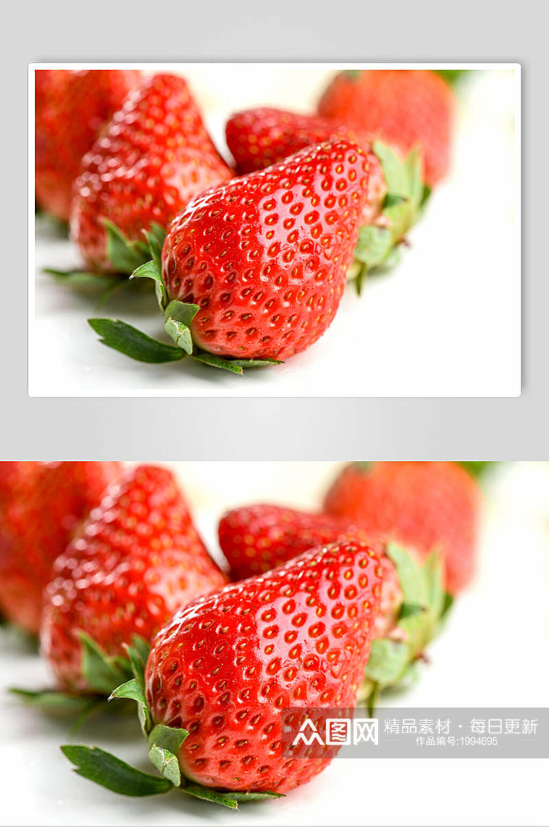 甘甜草莓特写摄影图片素材