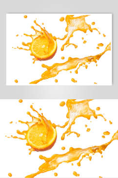 果汁橙汁飞溅白底摄影图片