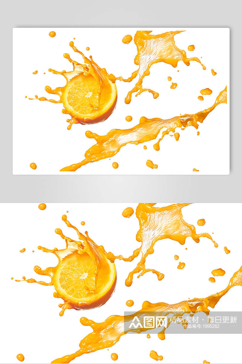 果汁橙汁飞溅白底摄影图片素材