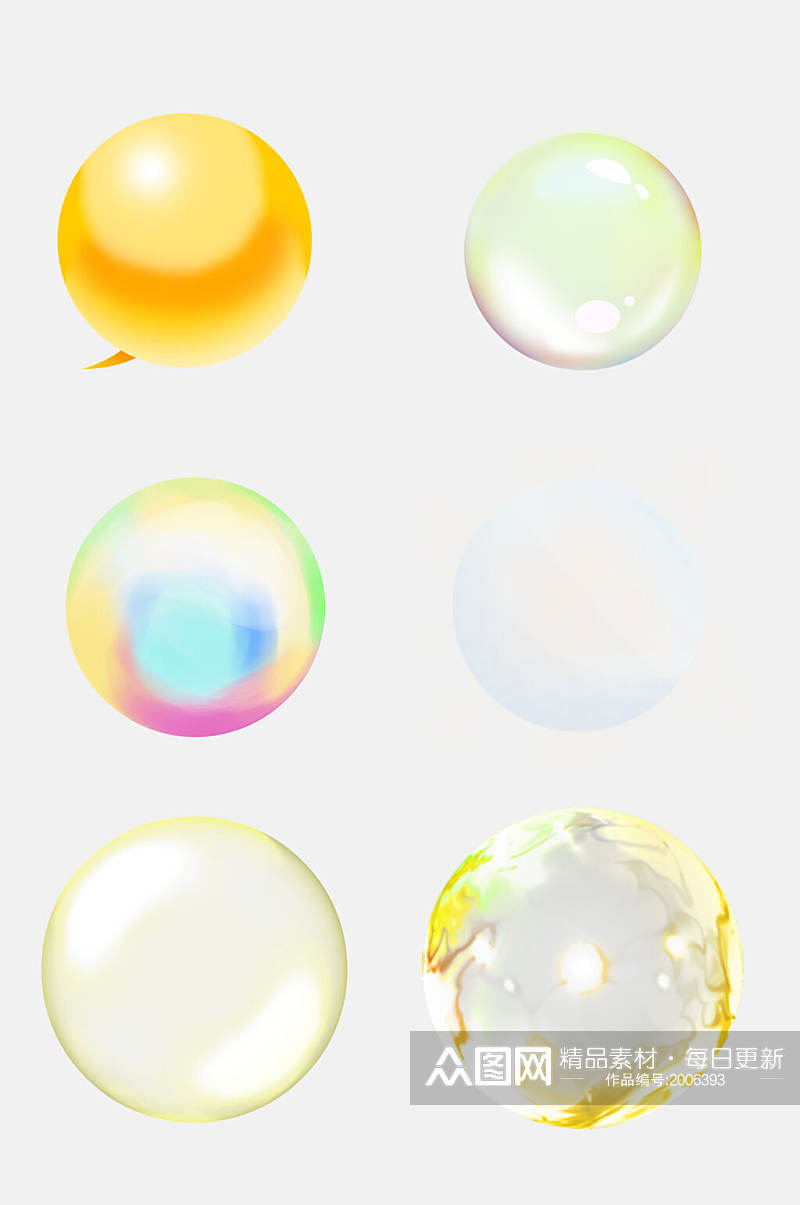 清新时尚透明气泡水泡设计元素素材