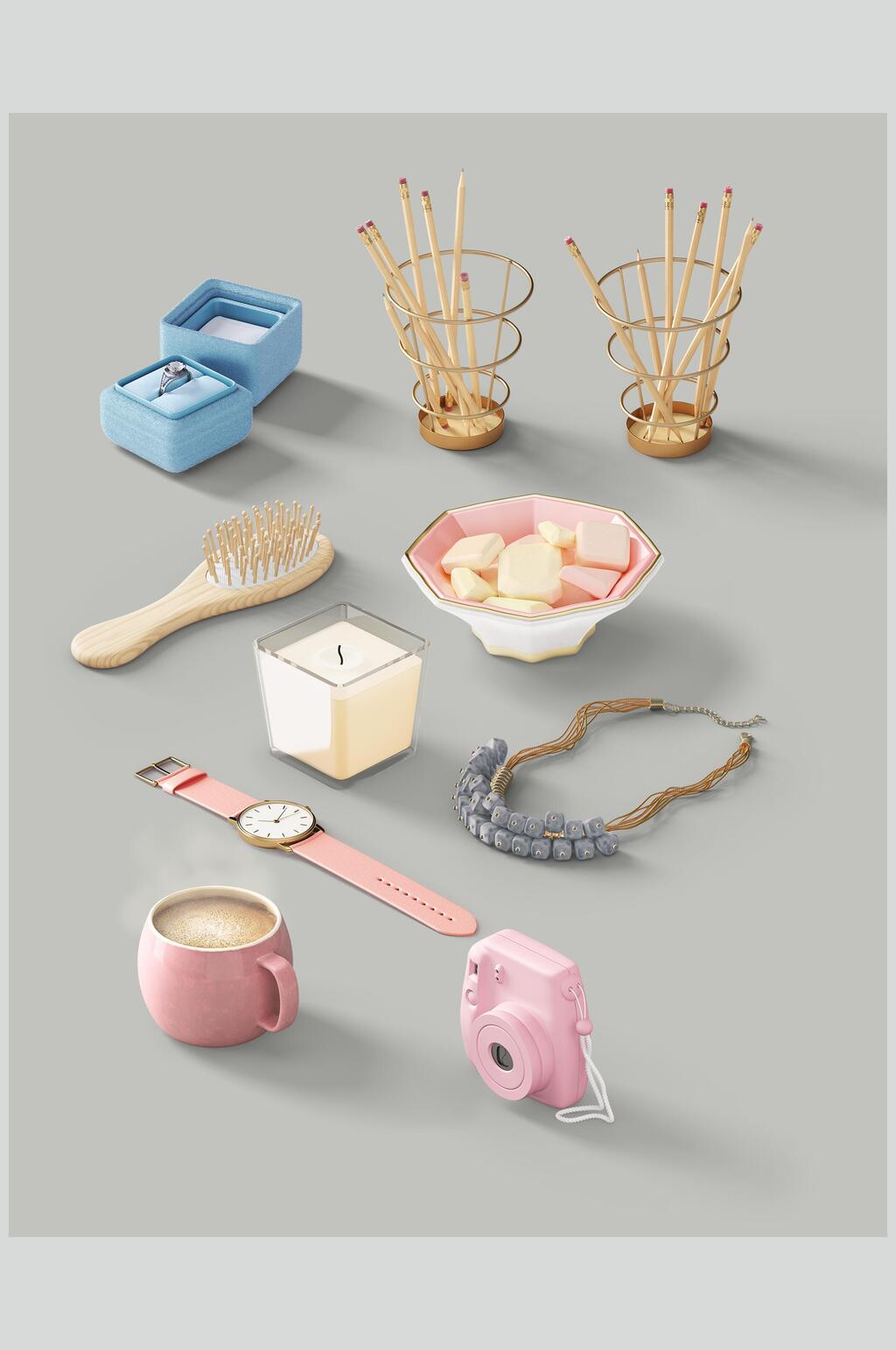 饰品美妆化妆品立体模型素材素材