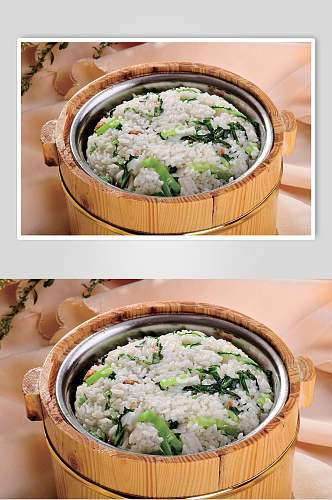米饭木桶饭摄影图片