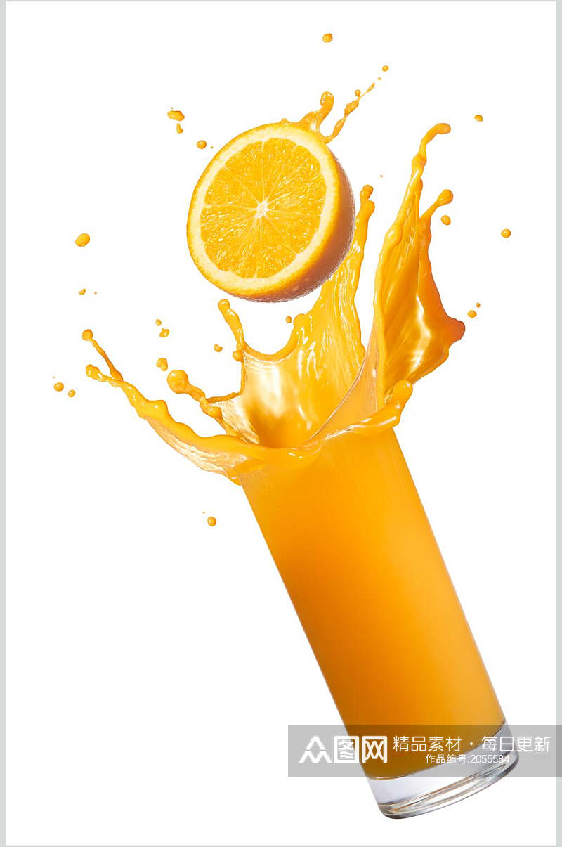 橙汁飞溅白底图片橙汁新鲜果汁冷饮摄影图素材