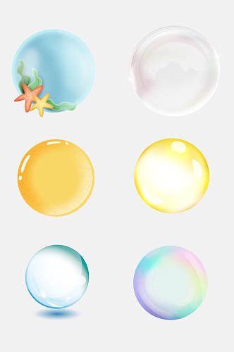 炫彩时尚透明气泡水泡设计元素