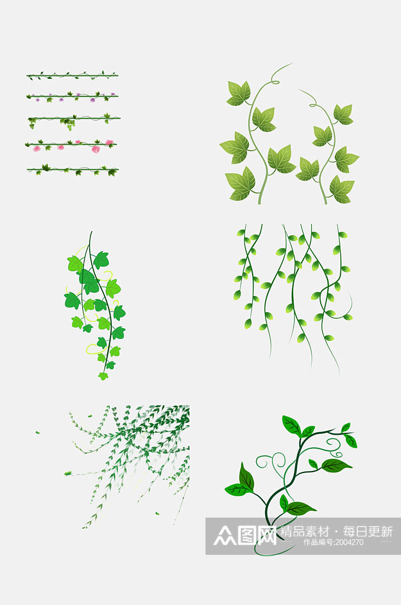 绿植藤条花藤青藤春季免抠元素素材