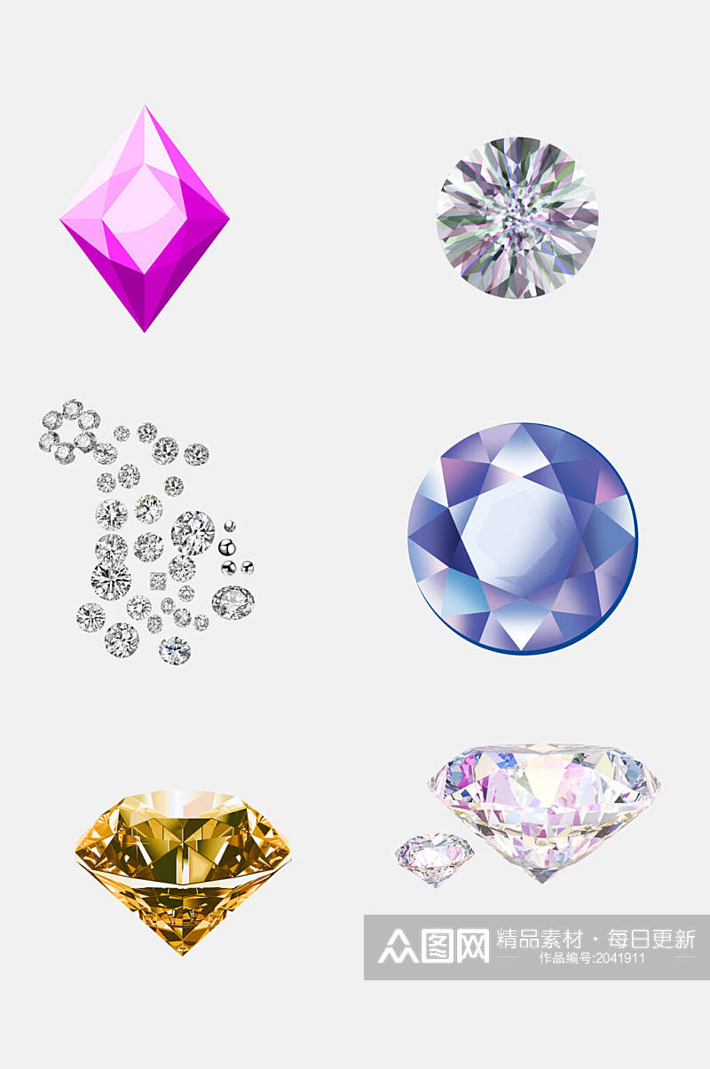 特色创新钻石珠宝免抠元素素材