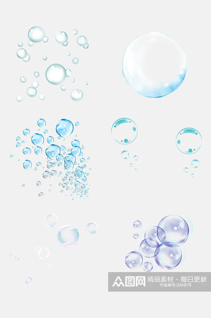 创意水分子透明泡泡气泡免抠元素素材