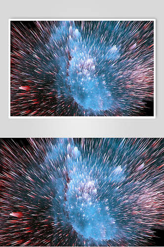 北极光粒子爆炸溅射烟花摄影图片